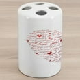 thumbnail image 1 of I Love You Ceramic Toothbrush Holder, Love Words in Various Language Universal Wedding Engaged Flirt Partners Print, Decorative Versatile Countertop for Bathroom, 4.5" X 2.7", Red White, 1 of 4