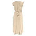 thumbnail image 5 of DHFJKG Sleeveless Maxi Dresses For Women Summer Dress Ruffle V Neck Holiday Tie Waist Flowy Irregular Hem Sundress Trendy Dresses, 5 of 5