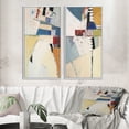 thumbnail image 1 of Designart "Resurfacing Memories Retro Collage I" Abstract Painting Framed Wall Art Set Of 2 - Modern Blue Frame Gallery Set For Office Decor, 1 of 6