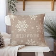 thumbnail image 3 of Hello Winter Snowflake Christmas Throw Pillow Cover 18x18 Inch Beige Outdoor Neutral Christmas Decorations Xmas Holiday Decorative Throw Pillow Case for Home Living Room Bedroom Couch Decor, 3 of 6