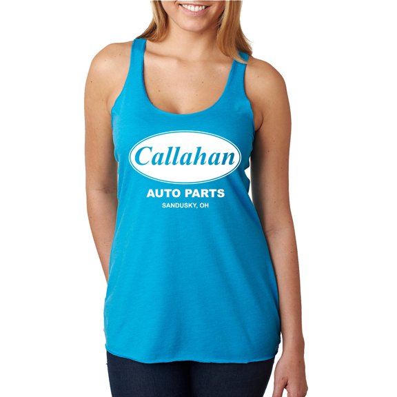 Wild Bobby, Callahan Auto Parts Sandusky Ohio Retro 90s Funny Tommy Boy, Pop Culture, Women Tri-Blend Racerback Tank Top, Vintage Turquoise, Medium