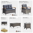 thumbnail image 6 of MEISSALIVVE 10 Pieces Outdoor Patio Furniture Sets,PE Wicker Patio Conversation Sets with 4 Wood Armrests Swivel Rocker Chairs，2-seat Sofa and Coffee Table(Gray), 6 of 8