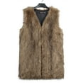thumbnail image 4 of YANHAIGONG Women Faux Fur Vest Warm Winter Sleeveless Plush Jacket Hooded Long Fleece Vest Open Front Cardigan Lightweight Hooded Waistcoat Outerwear with Pocket, 4 of 5