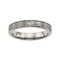 Titanium Polished Grooved Comfort Back CZ Ring