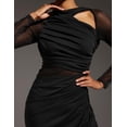 thumbnail image 5 of Vestido de fiesta Tsukko Chiffon negro de manga larga para mujer, 5 of 5