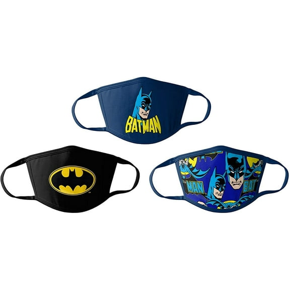 Batman Adult Cloth Face Masks Cotton Pack of 3 Washable Reusable Non-Medical