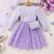 thumbnail image 4 of Odeerbi Vestido de Tul Con Lentejuelas Brillantes Para Niñas Vestido de Punto de Cuadros Escoceses Con Bolsa Vestido de Malla de Estrellas de Manga Larga, 4 of 9