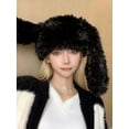 thumbnail image 6 of Deago Y2K Fuzzy Bunny Hat for Women Cute Furry Beanie with Ears Long Rabbit Ears Hat for Festival, Easter, Party (Pink-2), 6 of 8