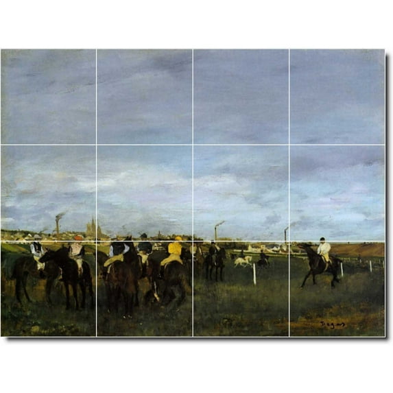 Ceramic Tile Mural-Edgar Degas Horses Wall Tile Mural 19. 32" w x 24" h using (12) 8 x 8 ceramic tiles