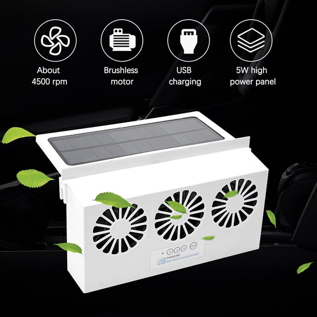 Wzzjkit Desk Fan Car Solar Exhaust Fan Car Radiator Wireless Fan Car Ventilation Fan