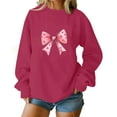thumbnail image 2 of Xuyuer Valentine's Day Women's Bow Lover Heart Print Round Neck Loose Hoodie Long Sleeve Top, Cute Casual Pullover for Valentine's Day Gifts, Date Nights and Everyday Cozy Wear, 2 of 5