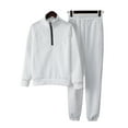 thumbnail image 3 of Frontwalk Women's Casual Tracksuit Set, Long Sleeve Zip V Neck Sweatshirt Set, Sizes S-2XL, 3 of 6