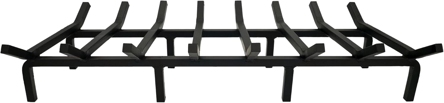 Mintazer 36" Heavy Duty Fireplace Grate, 8-Bar 3/4" Square Steel Firewood Log Burning Rack, Multi-Purpose Indoor Outdoor Fire Pit Fireplace Accessories, Black