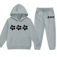 thumbnail image 5 of Ymyiu Baby Girl Fall Outfits Girls Sweatpants Set - 2 Piece Athletic Hoodie Sweatshirt and Wide Leg Kids Sweatpants Activewear Set Size 9-10 Years(Grey, 9-10 Years), 5 of 6