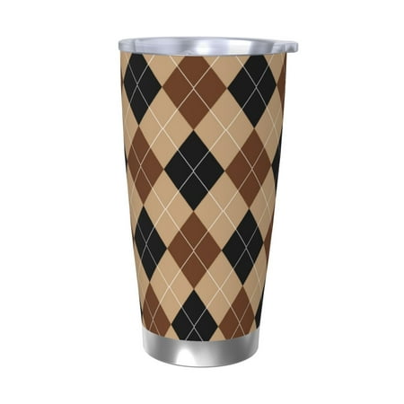 

Tideii Argyle of brown for 20OZ Car Cup Stainless Steel Cold and Hot Cup with Lid Suitable for Outdoor and Home Unisex-Without Straw