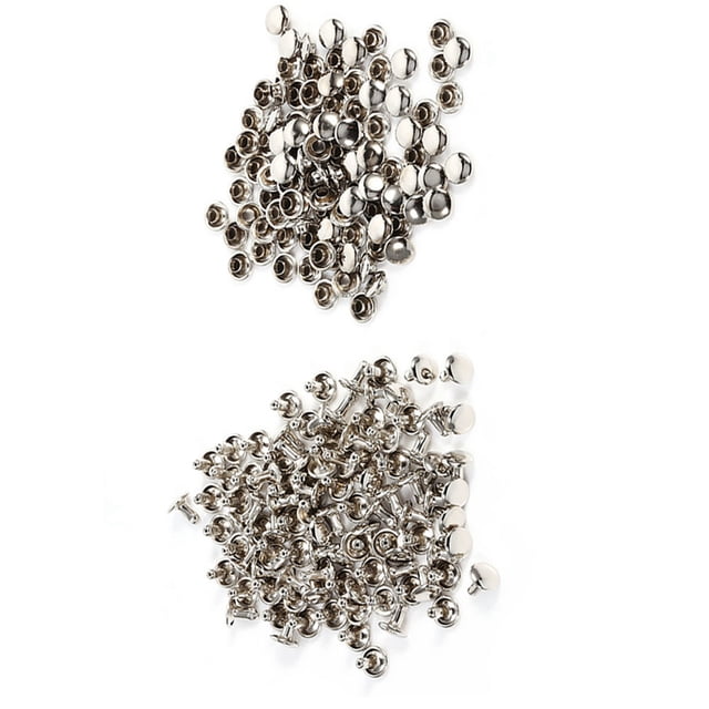 LetCart Remache De Doble Tapa - 100 Piezas 8x8 Mm Remache De Doble Tapa Reparación De Artesanía De Cuero De Metal Espárragos Decoración De Pinchos para Bolsos De Bricolaje Decoración(Silver)