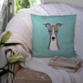 thumbnail image 3 of Checkerboard Blue Italian Greyhound Fabric Decorative Pillow, 3 of 4