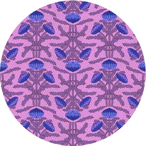 Ahgly Company Indoor Round Patterned Heliotrope Purple Area Rugs, 5' Round