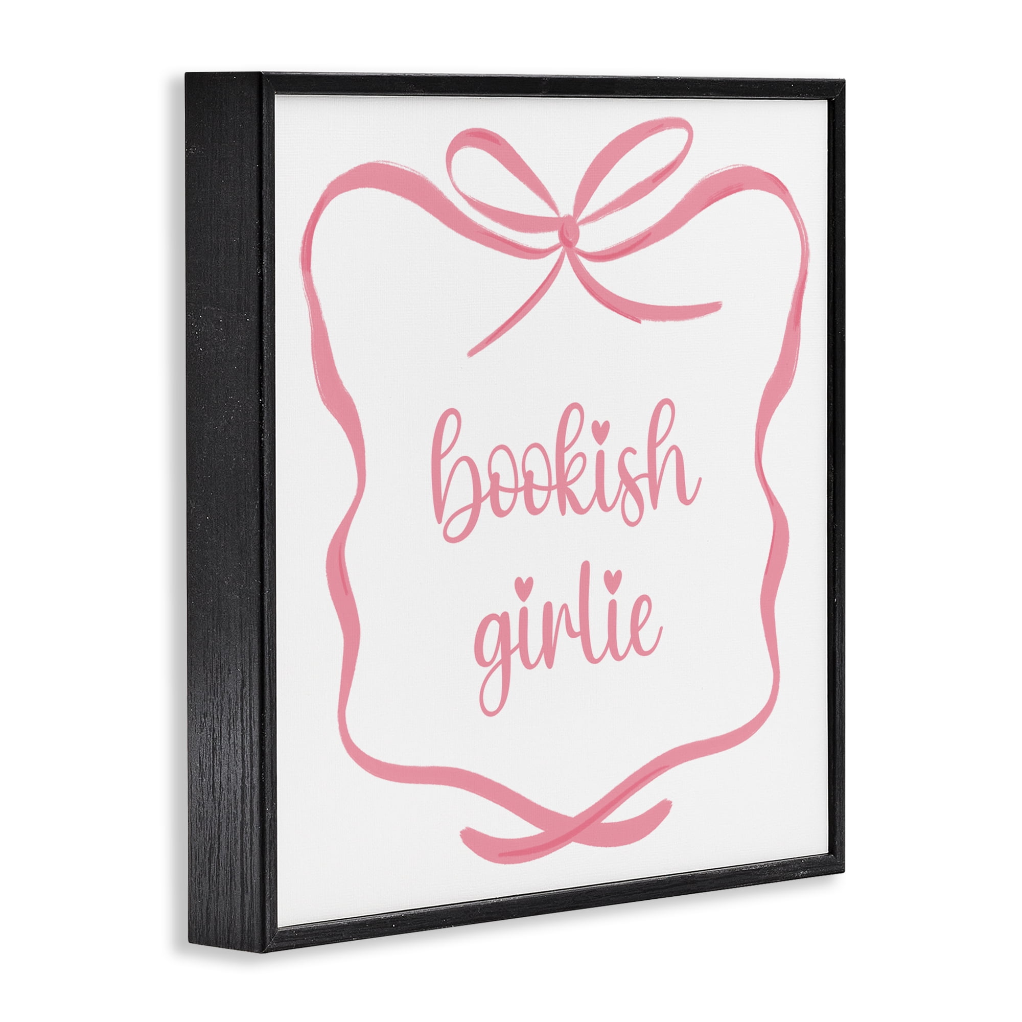 Stupell Industries Bookish Girlie with Bow Black Framed Giclee Art, design by Lucille Price