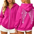 thumbnail image 5 of DHFJKG Zip Up Hoodie Women Rhinestone Wing Graphic Glitter Long Sleeve Sweatshirt Fall Trendy Streetwear Jackets, 5 of 6