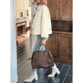 thumbnail image 4 of PUWEI Womens Short Trench Coat Plaid Lining Lapel Classic Casual Single Breasted Jacket Outerwear with Pockets, 4 of 7