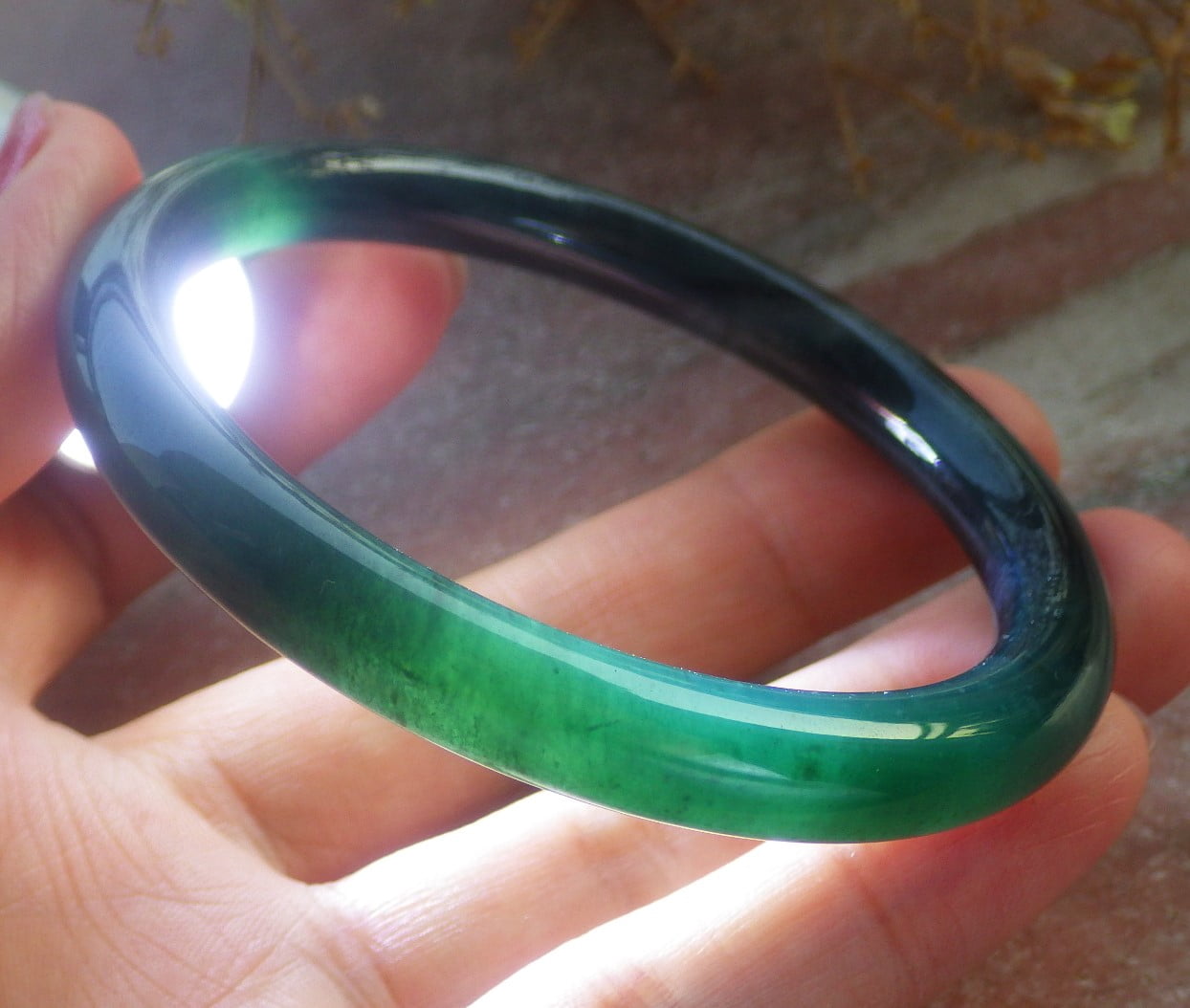 Icy Green Natural A JADE Jadeite Circle Bangle Bracelet 53 mm 699012 TN