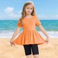 thumbnail image 2 of snilers Girls Clothes 2 Piece Summer Outfits Short Sleeve Pleated T-Shirts and Shorts Beach Summer Kids Clothing Set Size 5-15 Years, 2 of 8