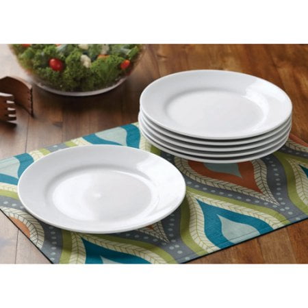 Better Homes & Gardens Round Rim Salad Plates, White, Set of