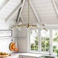thumbnail image 3 of Minimalist Brushed Gold Pendant Light, Modern 12-Light Crystal Chandelier for Living Room Bedroom Dining Room Kitchen, 3 of 7