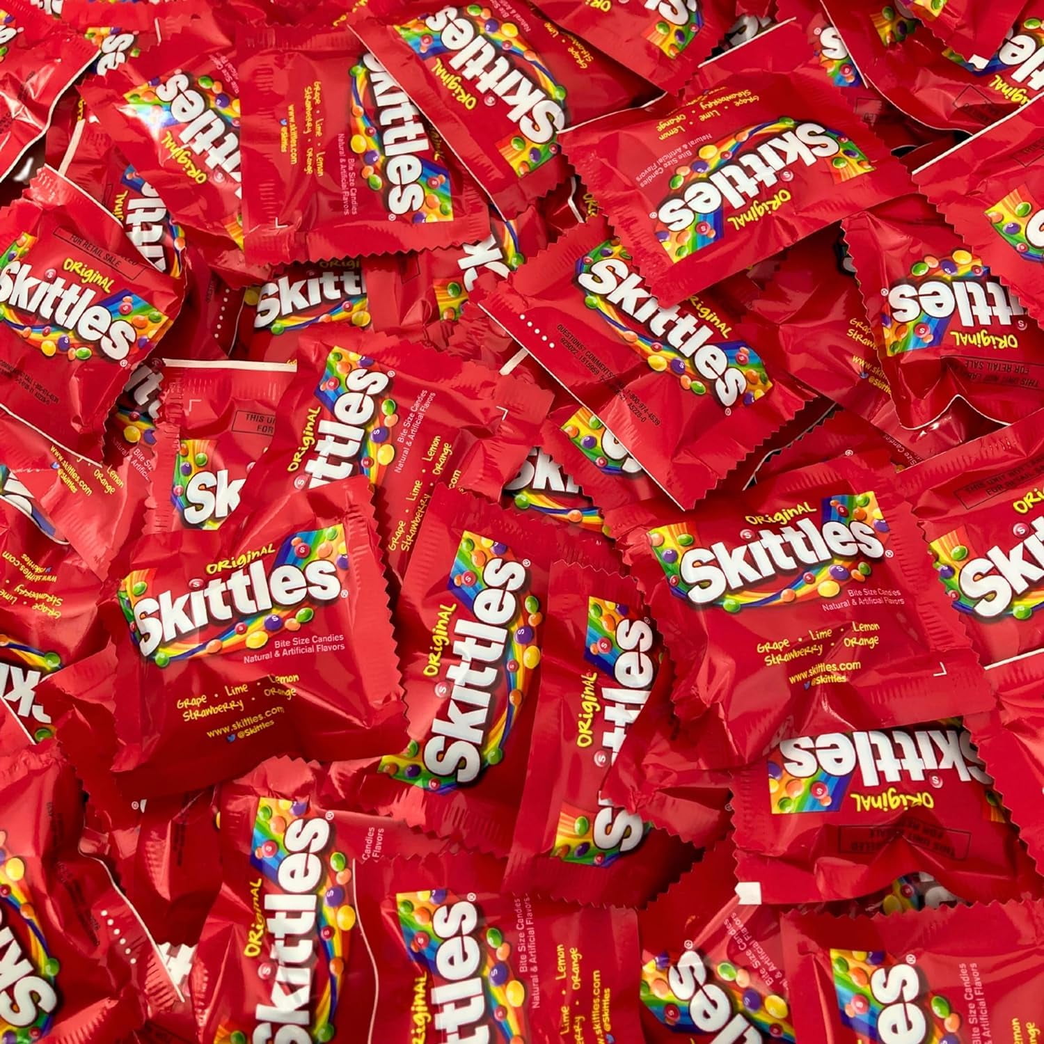 Skittles Original Flavor Fun Size Bulk 7 Lbs Candy Coated Fruit Chews Individually Wrapped Party Share Size Mini Packs In Resealable Bag (112-Oz)