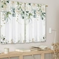 thumbnail image 3 of Watercolor White Flower Kitchen Curtains Spring Floral Green Leaves Small Short Cafe Window Curtains Olive Eucalyptus Botanical Bathroom Drapes Treatment Tier Curtains 2 Panels (27.5x39 Inch), 3 of 6