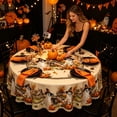thumbnail image 5 of CSStudio Vintage Halloween Ghost Round Tablecloth 60In Waterproof Polyester Pumpkin Fall Farmhouse Dining Table Cover for Party Kitchen Decor, 5 of 5