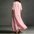 thumbnail image 5 of Women's V Neck Maxi Dress, Elegant Collared Boyfriend Tunic Dress, Solid Color Loose Kaftan Lounge Dress for Travel and Office, 5 of 6
