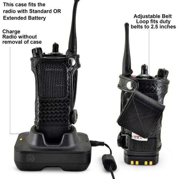 Motorola APX 6000 Carry Holder Case Turtleback, Black Leather Duty Belt