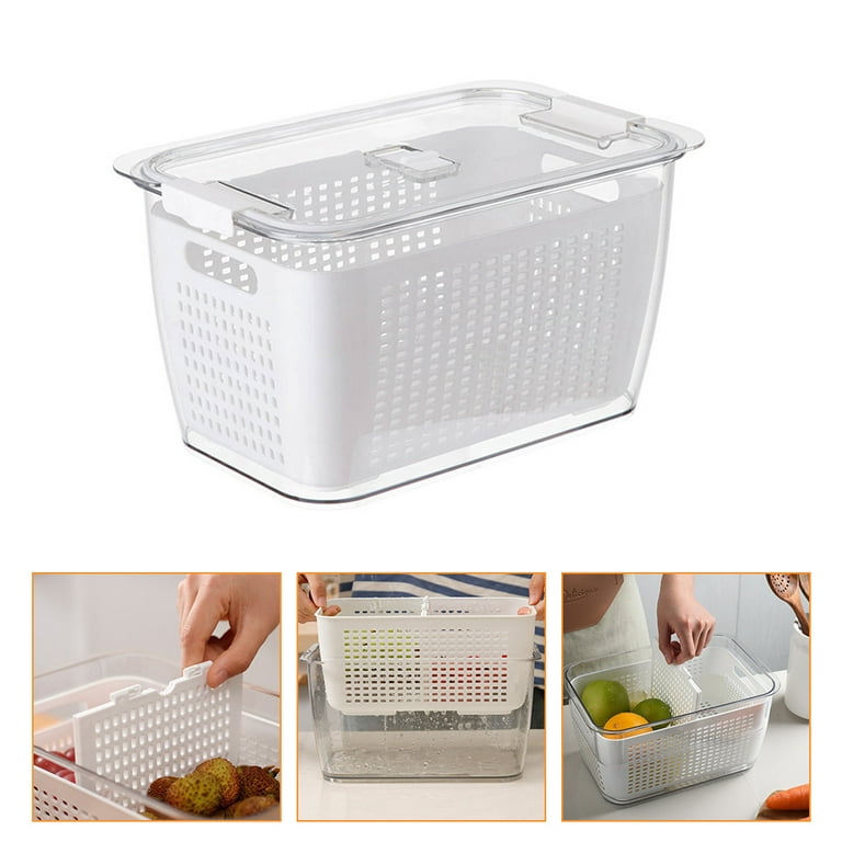 Food Drain Box, Thickened Transparent Double-layer Fresh-keeping