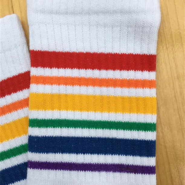 Qarigey Calcetines de tubo medio Transpirable Algodón puro Buena retención de calor Medias Diseño de rayas Absorbente de sudor para niños Medias tipo 47 Qarigey AP009517-47