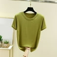 thumbnail image 2 of Npasoilc Summer Tops for Women Modal Short Sleeve Round Neck Pullover Blouse Solid Color Casual Loose T-Shirt Tops, 2 of 5
