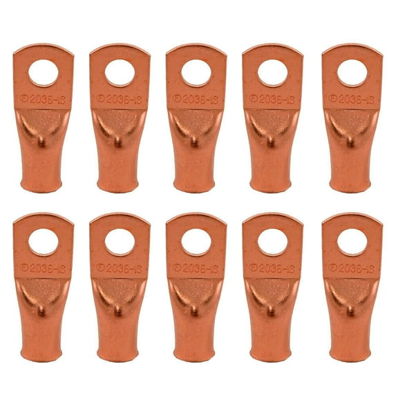 10 1/0 Gauge 5/16" Battery Cable Ends Lugs Copper Ring Terminals Wire Connector