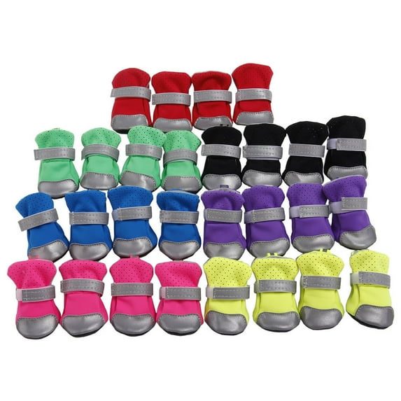 SPRING PARK 4Pcs Breathable Soft Mesh Dog Boot Pet Shoe Reflective Anti-slip Puppy Paw Protector