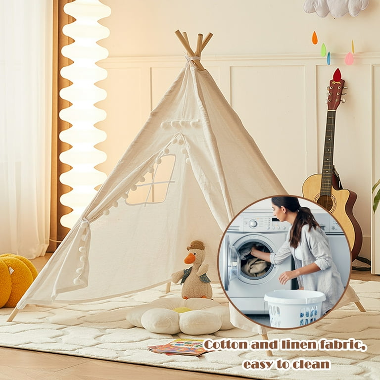KEYAHAPPY Teepee Tent for Kids, Foldable Washable Play Tent with