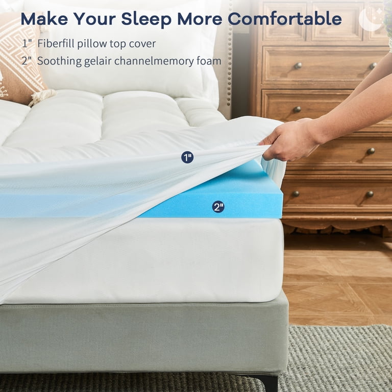 Teler 4 Inch Dual Layer Memory Foam Mattress Topper, Queen photo 6