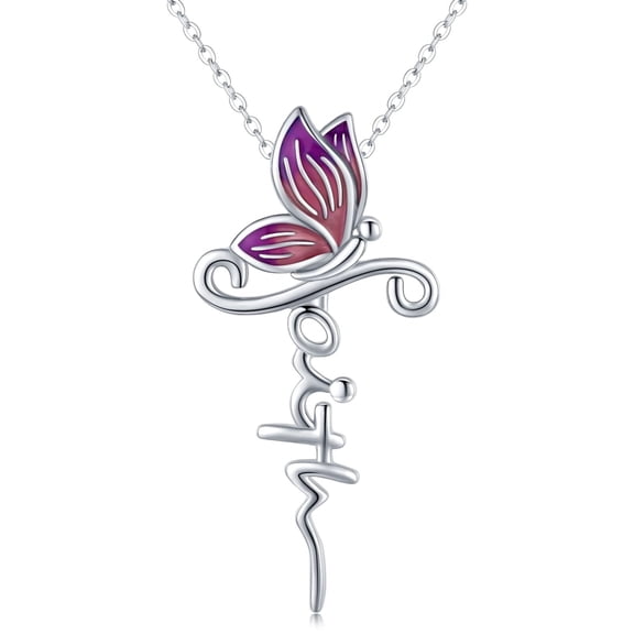 Coachuhhar Butterfly Cross Necklace 925 Sterling Silver Faith Necklace Religious Pendant Cross Jewelry Gift for Women