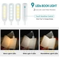 thumbnail image 3 of Luz de lectura de 9 LED, lámpara de luz de lectura recargable en 3 modos de brillo (blanco frío/amarillo cálido), luz de lectura regulable para libro en la cama, luz de clip para libros para viajes de lectura nocturna JM, 3 of 5