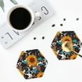 thumbnail image 5 of Pofeuu Vintage Sunflowes Print Leather Coasters Set of 6, Round Cups Mugs Mat Pad for Home Kitchen Heat Resistant Drink Coasters,Hexagon, 5 of 7