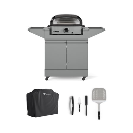 TYTUS Emberwood Gas Tabletop Pizza Oven with Grill and Prep Cart, Pizza Tool Set, and 55" Cover