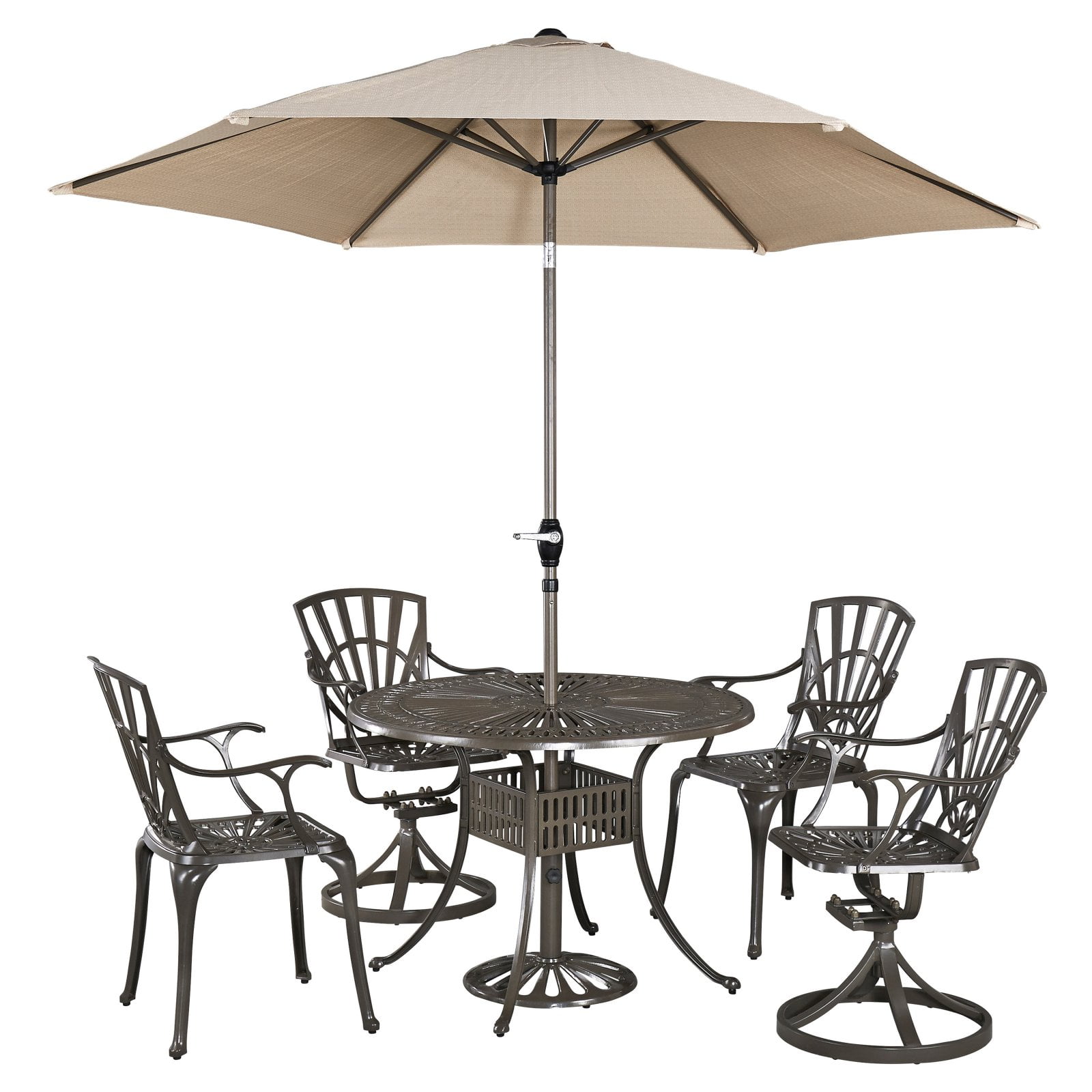 Home Styles Largo Cast Aluminum 42 In 5 Piece Round Patio Dining Set With Optional Umbrella And Cushions - Round Patio Table Set With Umbrella Home Styles Largo Cast Aluminum 42 In 5 Piece Round Patio Dining Set With Optional Umbrella And Cushions - Round Patio Table Set With Umbrella