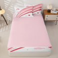 thumbnail image 4 of Manfei Rainbow Lines Zipper Twin Comforter Sets with Fitted Sheet and 2 Pillowcases, Sky Sun Cloud Zipper Bedding Set, Pink White, Pink Reversible, 4 Pieces, 4 of 7