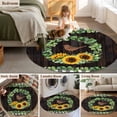 thumbnail image 5 of Round Rug 7Ft Washable Non-Slip, Spring Eucalyptus Sunflower Circle Area Rugs for Living Room Bedroom, Farmhouse Birds Brown Wood Indoor Floor Mats Carpet Runner for Home Decor Aesthetic, 5 of 8
