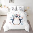 thumbnail image 2 of Feelyou Cartoon Penguin Animal Bedding Comforter Set 7pcs, Groovy Floral Full Bedding Set, 2 of 8