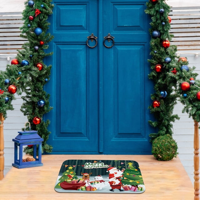 Fiudx Liquidación de ahorros de invierno Felpudos de bienvenida con texto en inglés "Merry Christmas", alfombras decorativas para interiores y exteriores, 40 x 60 cm